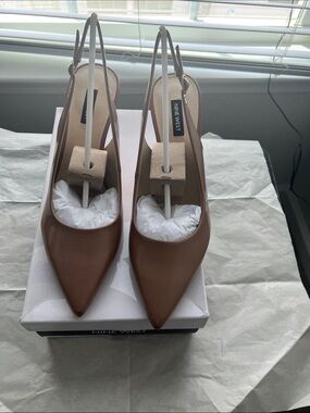 Nine West Women's Tan Pointed Toe Slingback Heels